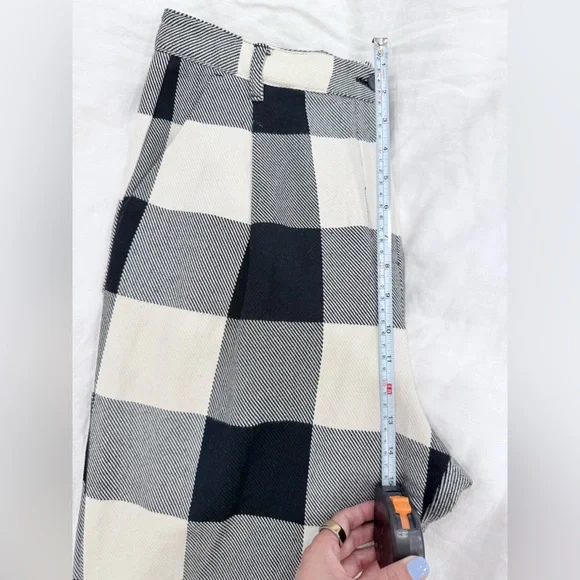 Mara Hoffman Dita Pant Ensenada Plaid Black Cream Organic Cotton High Waist. 12 - Picture 7 of 9